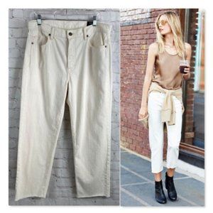 Vince Union Slouch Straight Leg Crop Jeans Raw Hem Button Fly